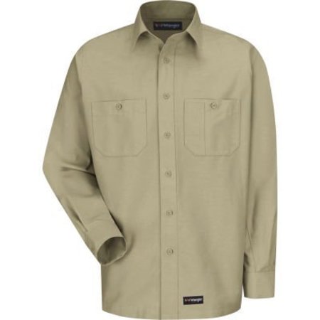 VF IMAGEWEAR Wrangler® Men's Canvas Long Sleeve Work Shirt Khaki Regular-4XL-WS10KHRG4XL WS10KHRG4XL